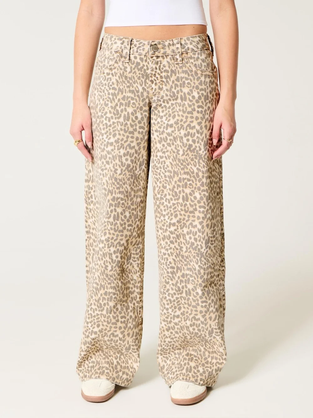 Hollister Low-Rise Leopard‎ Print Super Baggy Jean chic street urban oversized
